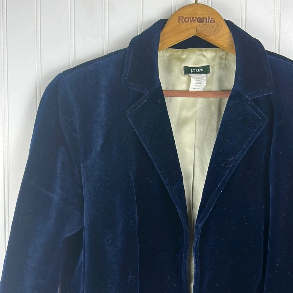 J. Crew Dark Navy Velvet Blazer Jacket Women’s 8 - Picture 2 of 8